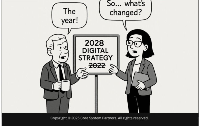 A satirical look at transformation roadmaps that don’t change—just the date on the cover.