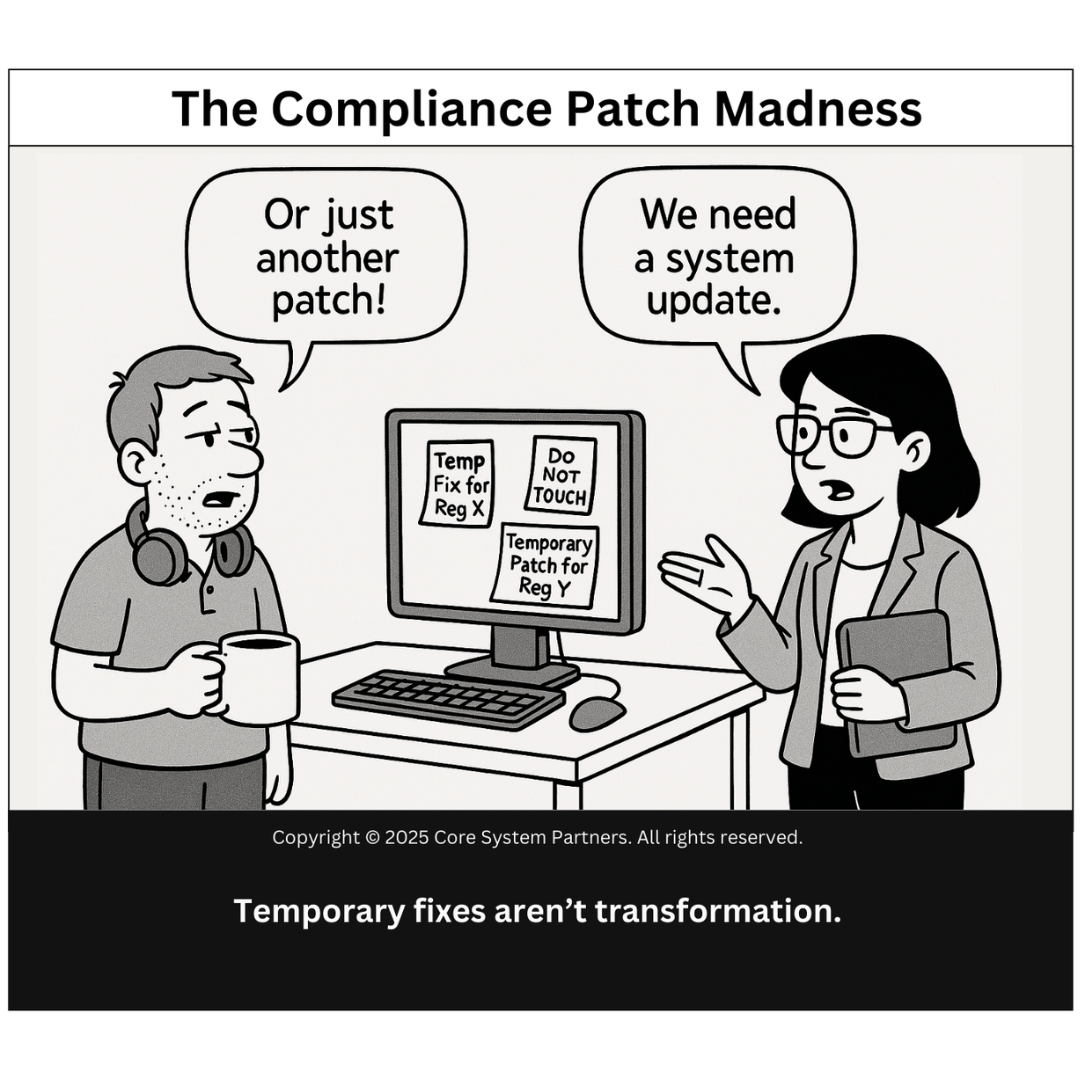 Still patching compliance fixes like it’s 2012? Learn why short-term duct tape solutions are derailing transformation—and how to shift from reactive workarounds to proactive, scalable compliance architecture.