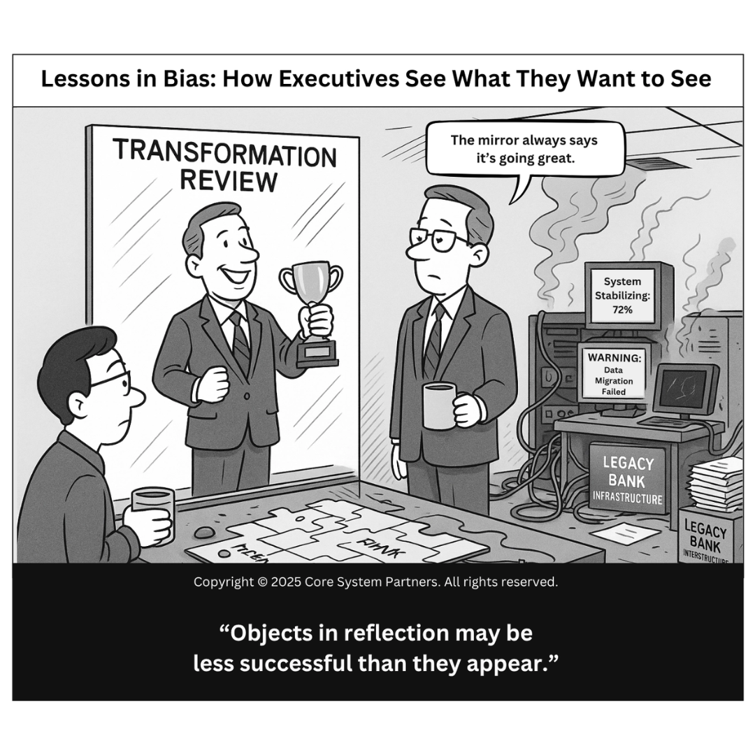 When optimism outpaces reality, transformation dashboards glow green, even as legacy systems smolder behind the scenes.