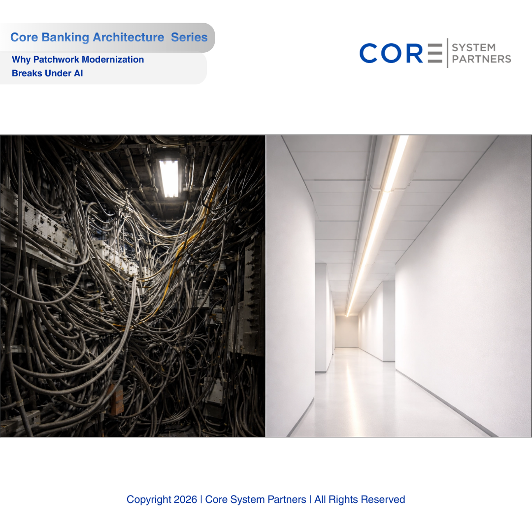Patchwork modernization may support digital banking, but without clean architecture, shared data meaning, and governed interfaces, AI initiatives will stall before they scale.