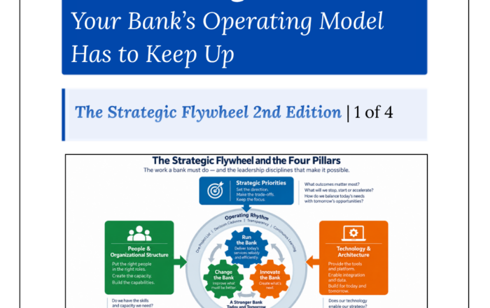 The four pillars support all three gears. The operating rhythm keeps leadership’s decisions about priorities, people, technology and money connected to the work.